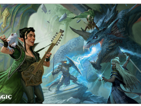 Adventures in the Forgotten Realms The Party Fighting Blue Dragon Standard Gaming Playmat for Magic: The Gathering For Sale