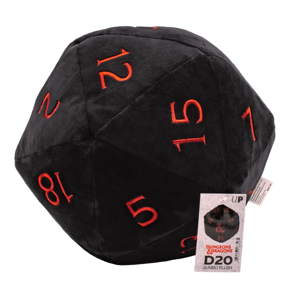 Jumbo Black D20 Novelty Dice Plush for Dungeons & Dragons Supply