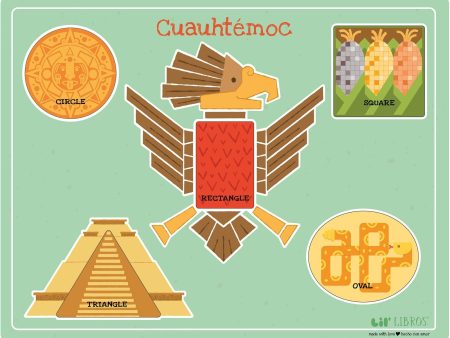 Cuauhtémoc Bilingual Wooden Shapes Puzzle Fashion